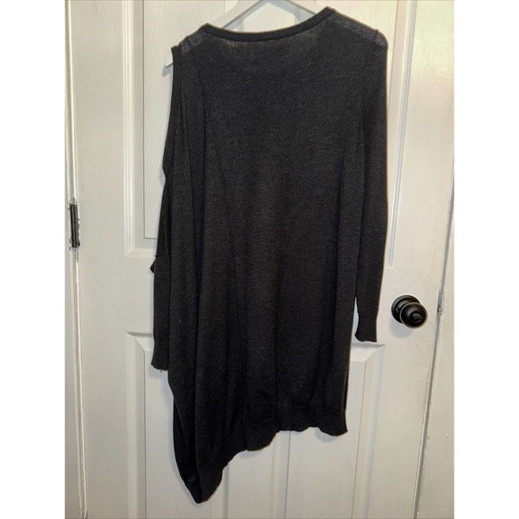 AllSaints Roulo Jumper Sweater Dress Gray Asymmetrical Cold Shoulder Tunic Sz 8 - Picture 6 of 6